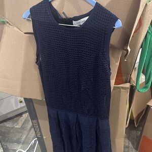 John + Jenn Navy Sleeveless Textured Fit-and-Flare Dress